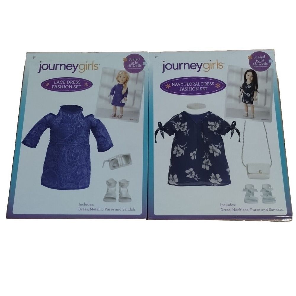 Journey Girls Fashion Doll Sets 18" Clothes Dress Shoes Purse Lot of 2 Spring
